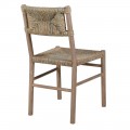 Dizajnová etno jedálenská stolička Nara z brestového dreva s výpletom z morskej trávy v hnedej farbe 86 cm 