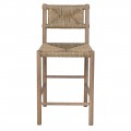 Dizajnová etno barová stolička Nara z brestového dreva s výpletom z morskej trávy v hnedej farbe 96 cm