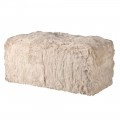 Luxusná dvojmiestna kožušinová lavica Louna z jahňacej vlny v krémovej farbe s dlhým vlasom v obdĺžnikovom tvare 110 cm