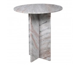 Moderný mramorový sivý príručný stolík Armonia s okrúhlou doskou s jednou nohou s ružovým žilkovaním 52 cm