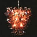 Luxusný glamour luster Autumn z hnedého tónovaného skla s tienidlom s dizajnom listov 80 cm
