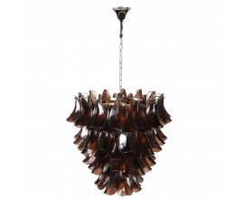 Luxusný glamour luster Autumn z hnedého tónovaného skla s tienidlom s dizajnom listov 80 cm