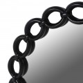 Dizajnové okrúhle nástenné zrkadlo Chain s čiernym dreveným rámom v tvare reťaze s oválnymi očkami 90 cm