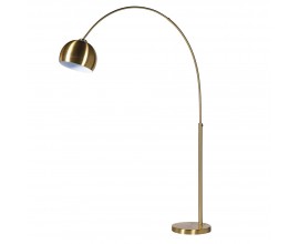 Glamour stojaca lampa Arcus v zlatej farbe s ohnutou tyčou a kovovým okrúhlym tienidlom 205 cm