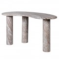 Luxusn&yacute; asymetrick&yacute; mramorov&yacute; konzolov&yacute; stol&iacute;k Aureliola v hnedo b&eacute;žovej farbe s tromi valcov&yacute;mi nožičkami 141 cm 