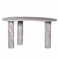 Luxusn&yacute; asymetrick&yacute; mramorov&yacute; konzolov&yacute; stol&iacute;k Aureliola v hnedo b&eacute;žovej farbe s tromi valcov&yacute;mi nožičkami 141 cm 