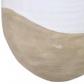 Luxusn&aacute; modern&aacute; ov&aacute;lna v&aacute;za Ello z terakoty v bielej a b&eacute;žovej farbe s asymetrick&yacute;m minimalistick&yacute;m zdoben&iacute;m 80 cm