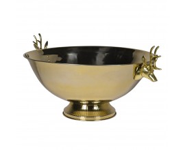 Dizajnová glamour nádoba na šampanské Darla v zlatej farbe s úchytkami v tvare jeleních hláv 80 cm