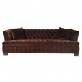 Luxusná chesterfield trojmiestna sedačka Andreas s čokoládovo hnedým prešívaným poťahom zo zamatu 242 cm