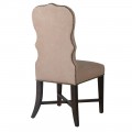 Luxusná klasická čalúnená jedálenská stolička Tonnie s béžovým poťahom z pravej kože a hnedými drevenými nohami 105 cm