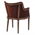 Luxusná klasická jedálenská stolička Westend s opierkami na ruky a hnedým zamatovým poťahom s vyrezávaným rámom 83 cm
