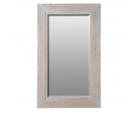 Luxusné moderné masívne vysoké zrkadlo Jonas s obdĺžnikovým rámom z recyklovaného dreva s minimalistickým hladkým dizajnom a priznanou štruktúrou letokruhov vo svetlom krémovo béžovom prevedení