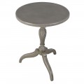 Luxusný klasický okrúhly príručný stolík Dufrain v sivej farbe so zdobenou vyrezávanou nohou a patinou 71 cm