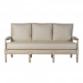 Luxusná vintage béžová trojmiestna sedačka Boia s vyrezávaným dreveným rámom s dizajnom guličiek 178 cm