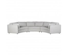 Luxusn&aacute; modern&aacute; sedčka Jules pre &scaron;esť os&ocirc;b v tvare polkruhu rozdelen&aacute; na tri segmenty so &scaron;iestimi opierkov&yacute;mi vank&uacute;&scaron;mi na mal&yacute;ch čiernych nožičk&aacute;ch s textiln&yacute;m poťahom v bielej farbe s v&yacute;raznou &scaron;trukt&uacute;rou s jemn&yacute;m siv&yacute;m mel&iacute;rovan&iacute;m