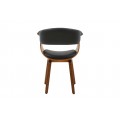 Moderná industriálna jedálenská stolička Ecco s dizajnovým rámom v orechovej hnedej farbe s čiernym koženým poťahom 62 cm
