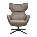Moderné čalúnené otočné kreslo Krespa so zamatovým poťahom v hnedosivom odtieni taupe so sedadlom s možnosťou zakláňania 73 cm