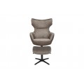 Moderné čalúnené otočné kreslo Krespa so zamatovým poťahom v hnedosivom odtieni taupe so sedadlom s možnosťou zakláňania 73 cm