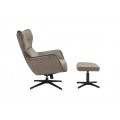 Moderné čalúnené otočné kreslo Krespa so zamatovým poťahom v hnedosivom odtieni taupe so sedadlom s možnosťou zakláňania 73 cm
