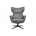 Moderné dizajnové otočné kreslo Krespa so sivým zamatovým poťahom a tvarovanou vysokou opierkou s možnosťou zaklonenia 73 cm