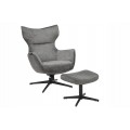 Moderné dizajnové otočné kreslo Krespa so sivým zamatovým poťahom a tvarovanou vysokou opierkou s možnosťou zaklonenia 73 cm