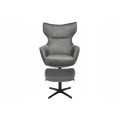 Moderné dizajnové otočné kreslo Krespa so sivým zamatovým poťahom a tvarovanou vysokou opierkou s možnosťou zaklonenia 73 cm