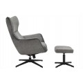 Moderné dizajnové otočné kreslo Krespa so sivým zamatovým poťahom a tvarovanou vysokou opierkou s možnosťou zaklonenia 73 cm