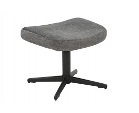 Moderná industriálna čalúnená taburetka Krespa s obdĺžnikovým prehnutým sedadlom s poťahom zo zamatu v sivej lesklej farbe s otočnou nohou s podstavou so štyrmi ramenami z kovu v čiernej farbe