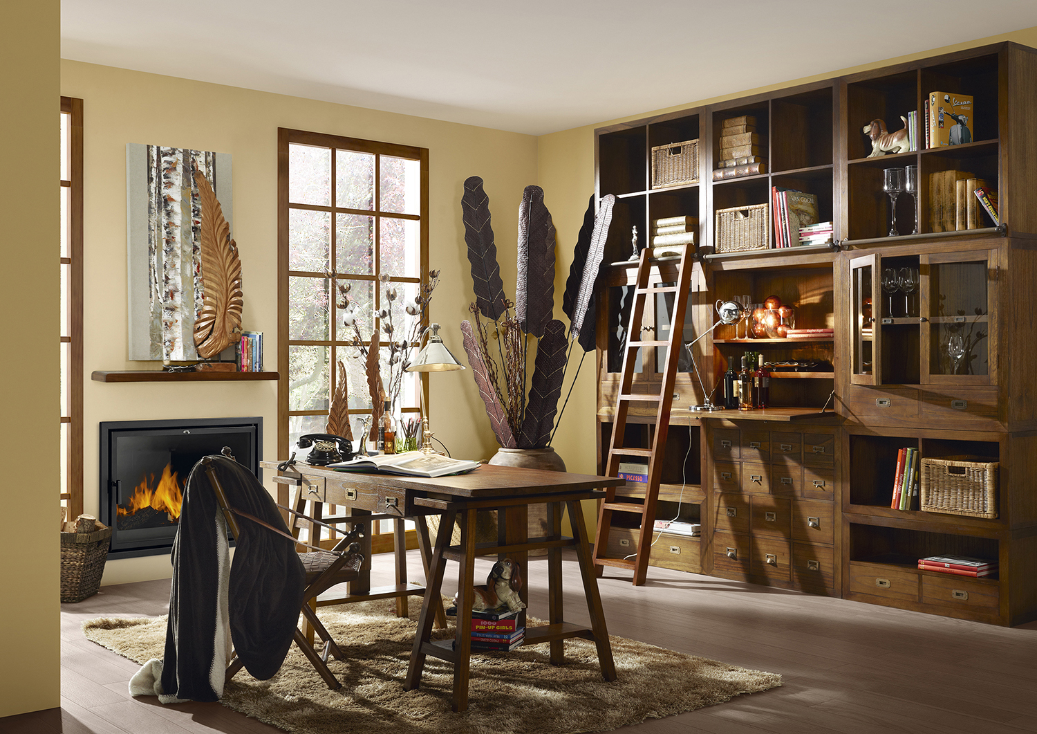 Luxusná koloniálna pracoňa Star z masívneho dreva