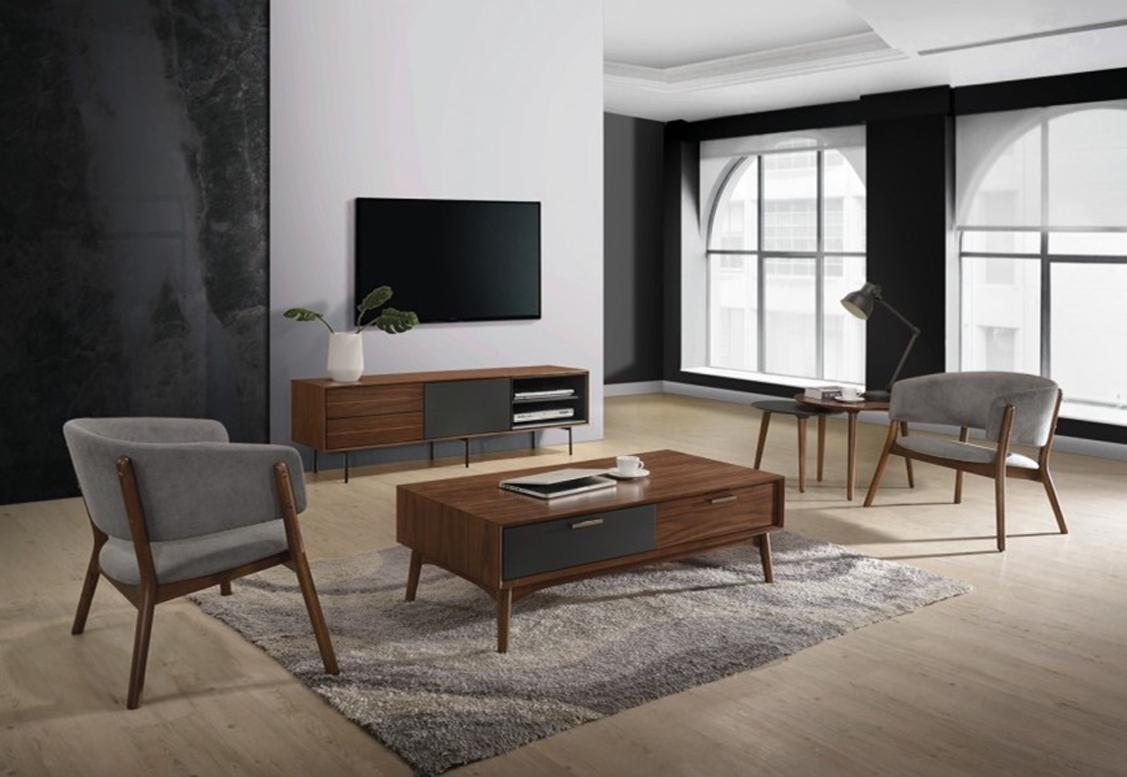 Škandinávska kolekcia moderného severského nábytku Nordica Nogal