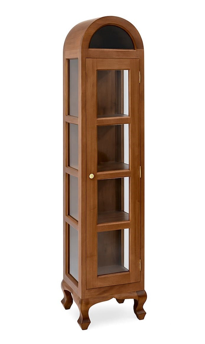 Estila Luxusná koloniálna jednodverová vitrína Mahani z masívneho mahagónového dreva v hnedej farbe so sklenenou výplňou 190 cm