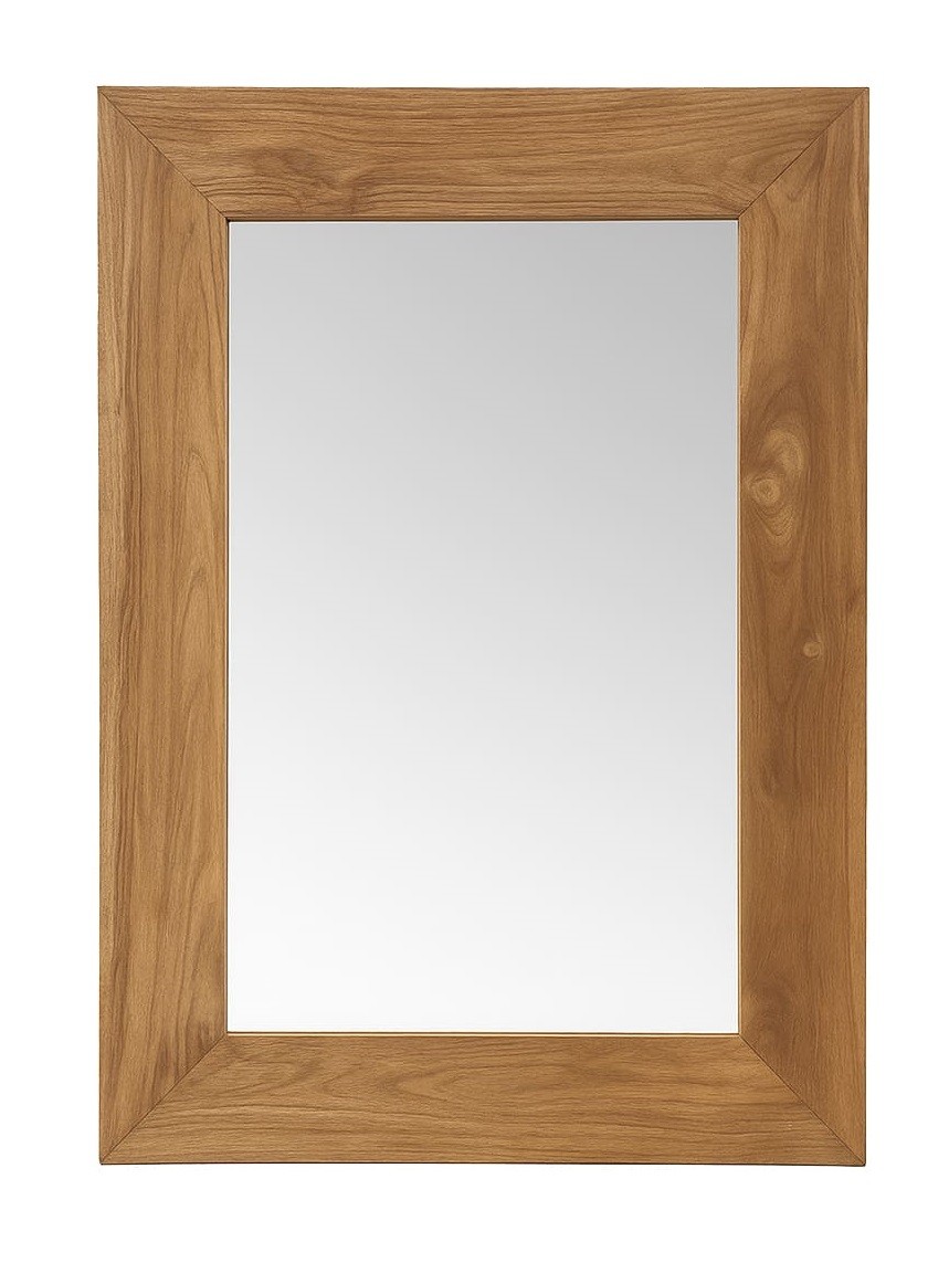 Estila Vidiecke obdĺžnikové nástenné zrkadlo Madero s masívnym rámom z recyklovaného teakového dreva v svetlej hnedej farbe 100 cm
