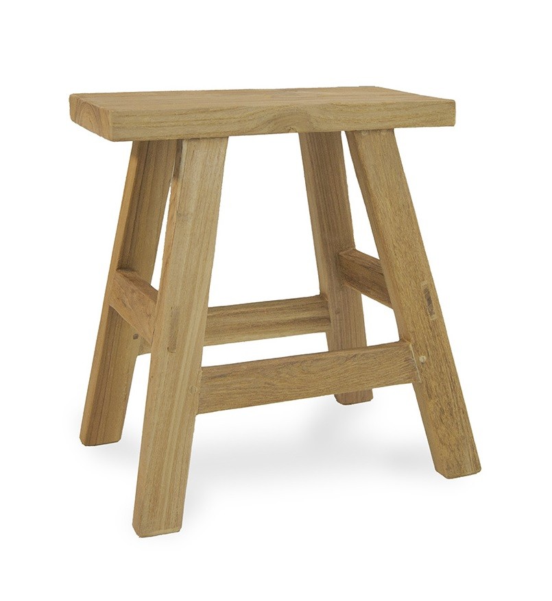 Estila Masívna vidiecka taburetka Madero z recyklovaného teakového dreva v svetlohnedom odtieni 40 cm