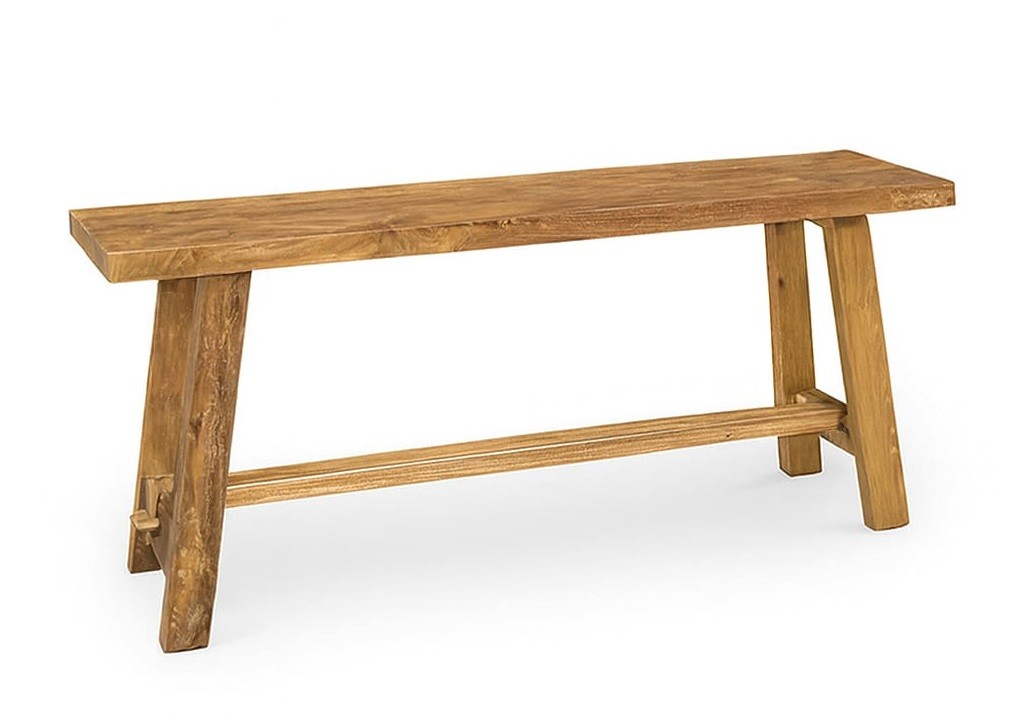Estila Masívna vidiecka lavica Madero z recyklovaného teakového dreva v svetlohnedom odtieni 100 cm