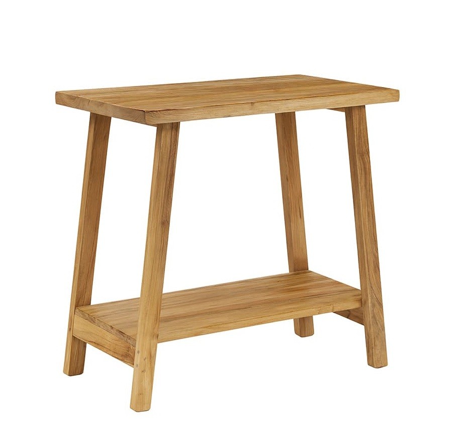 Estila Masívny vidiecky konzolový stolík Madero z recyklovaného teakového dreva v prírodnej hnedej farbe s policou 80 cm