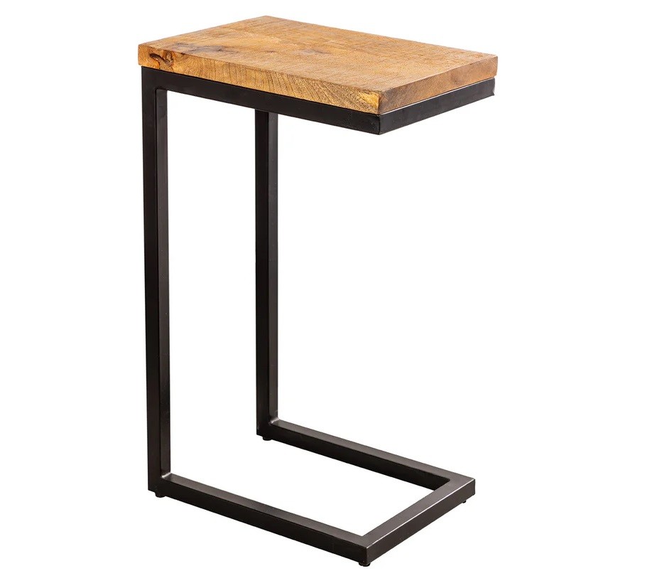 Estila Industriálny príručný stolík Mango Natur z hnedého mangového dreva a čiernou kovovou konštrukciou 62 cm
