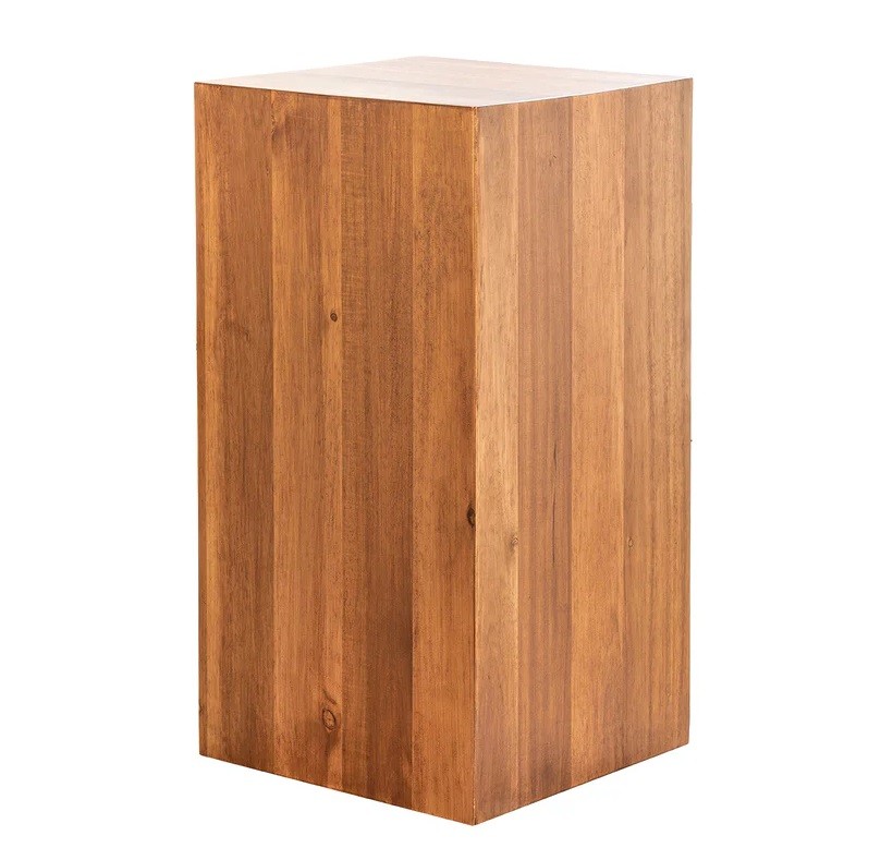 Estila Dekoratívny podstavec Jaksen z masívneho akáciového dreva v kvádrovom tvare v hnedej farbe 50 cm