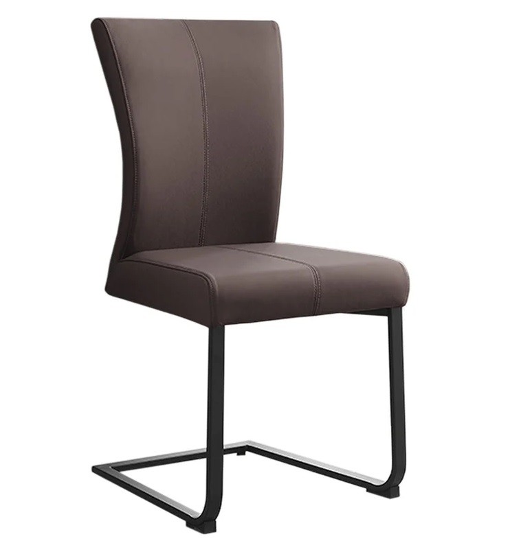 Estila Moderná industriálna jedálenská stolička Samson s hnedosivým poťahom z pravej kože s čiernou konzolovou podstavou 58 cm