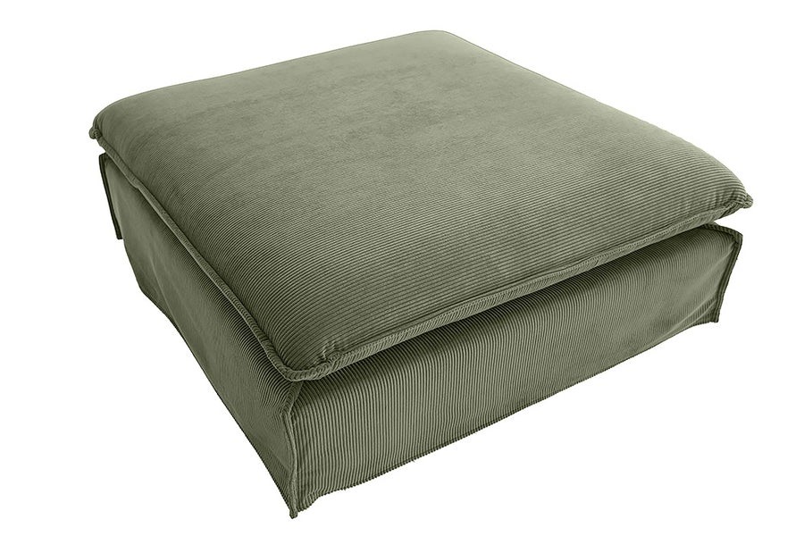 Estila Moderná dizajnová štvorcová taburetka Heaven s odnímateľným zeleným menčestrovým poťahom 100 cm