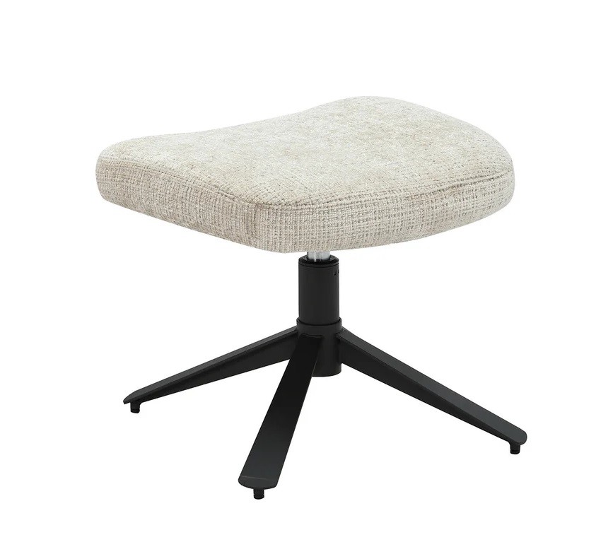 Estila Dizajnová škandinávska obdĺžniková podnožka Velly s béžovým štruktúrovaným poťahom a čiernou kovovou nohou 45 cm