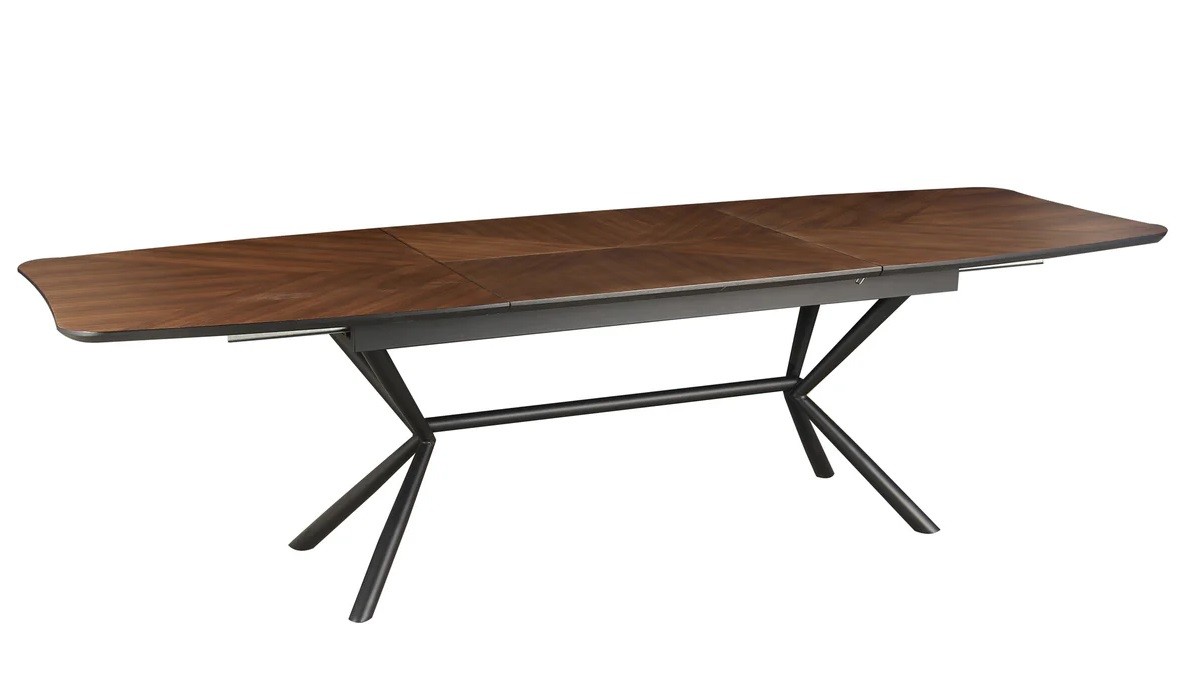 Estila Moderný rozkladací jedálenský stôl Arkline s obdĺžnikovou doskou v orechovom hnedom prevedení s čiernou podstavou 180-270 cm