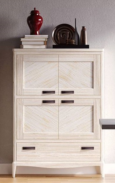 Estila Luxusný vidiecky obdĺžnikový príborník Quebec s patinou a medenými úchytkami so zásuvkou a štyrmi dvierkami 142 cm