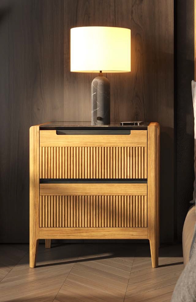 Estila Luxusný art deco obdĺžnikový nočný stolík Tallin s dvomi zásuvkami 60 cm