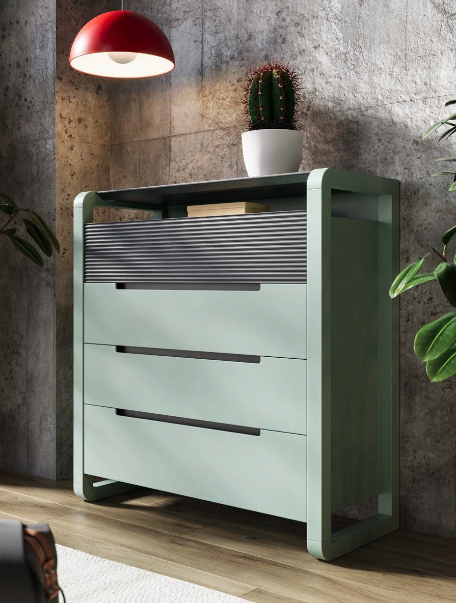 Estila Luxusná moderná obdĺžniková art deco komoda Berna so štyrmi zásuvkami a policou 102 cm