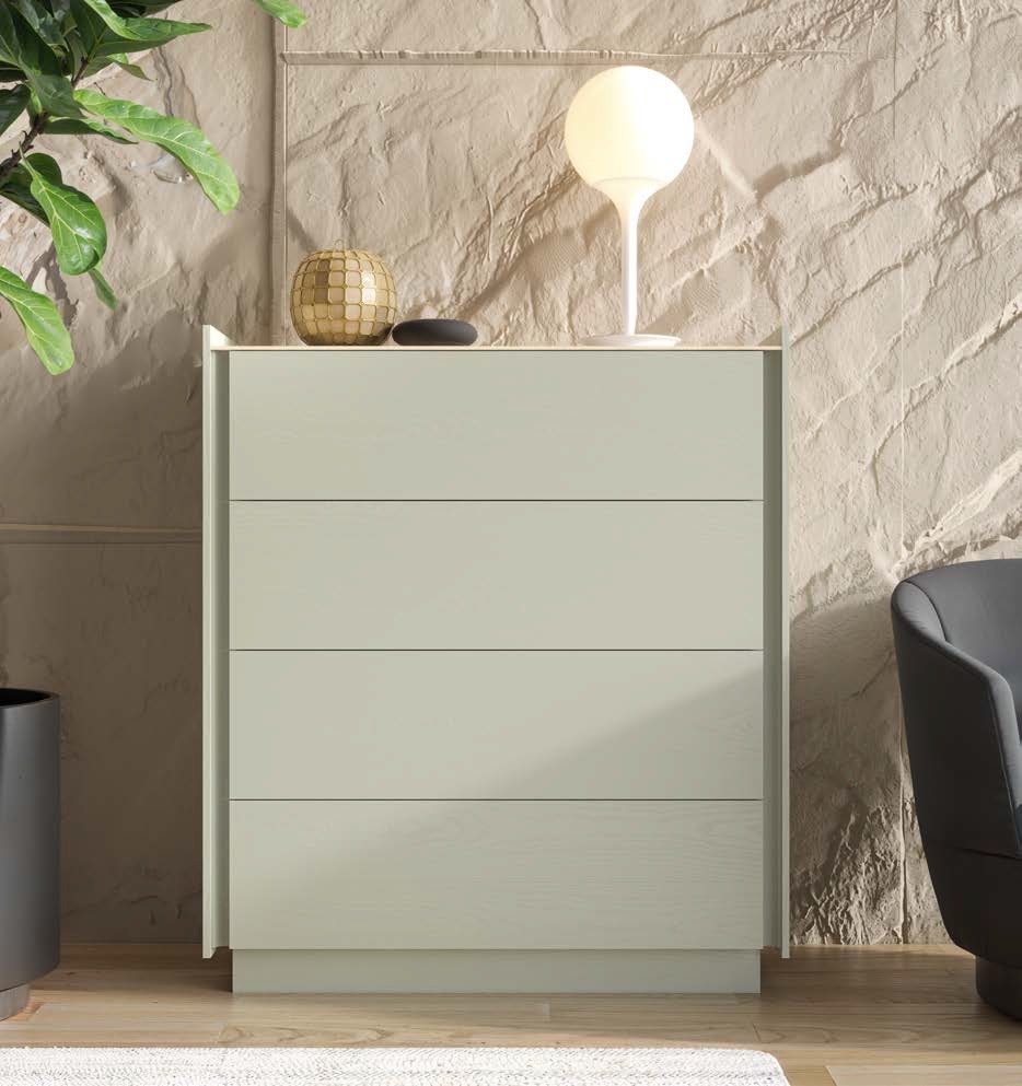 Estila Luxusná moderná vysoká komoda Praga so štyrmi zásuvkami v obdĺžnikovom tvare s podstavou 109 cm