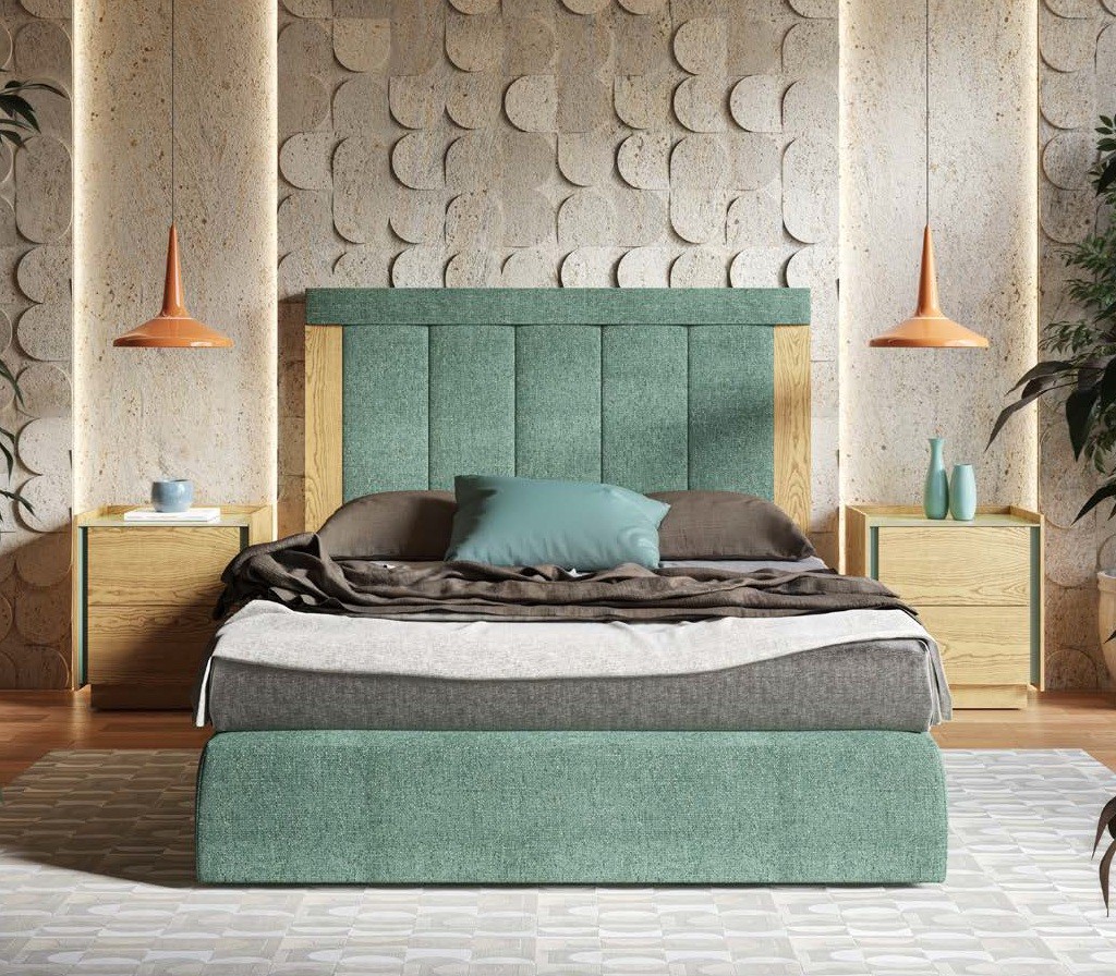 Estila Luxusná moderná čalúnená manželská posteľ Praga s masívnym rámom bez nožičiek 194 cm
