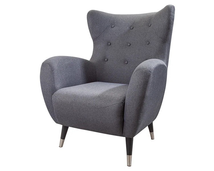 Estila Moderné dizajnové kreslo Bolte so sivým poťahom s chesterfield prešívaním 106 cm