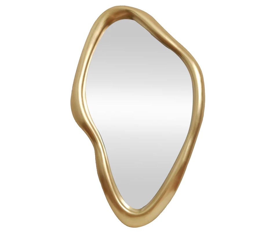 Estila Glamour atypické zlaté nástenné zrkadlo Selene s organickým rámom 150 cm