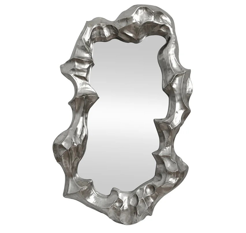 Estila Dizajnové art deco nástenné zrkadlo Inger s atypickým trojrozmerným rámom v striebornej farbe 150 cm