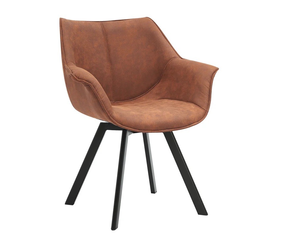 Estila Industriálna otočná čalúnená eko kožená jedálenská stolička Monzana s čiernymi kovovými nožičkami 80 cm